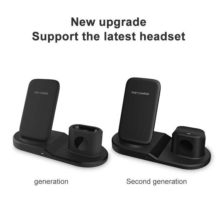 OJD-45 Chargeur sans fil multifonctionnel 3 en 1 QI 10W pour téléphones portables + montres + écouteurs 8 broches, pour téléphones portables et montres et AirPods 2, OJD-45