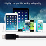 Câble de données/chargeur USB 8 broches vers tête métallique de 1 m de style filet