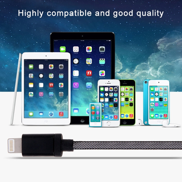 Câble de données/chargeur USB 8 broches vers tête métallique de 1 m de style filet