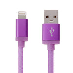 Câble de données/chargeur USB 8 broches vers tête métallique de 1 m de style filet