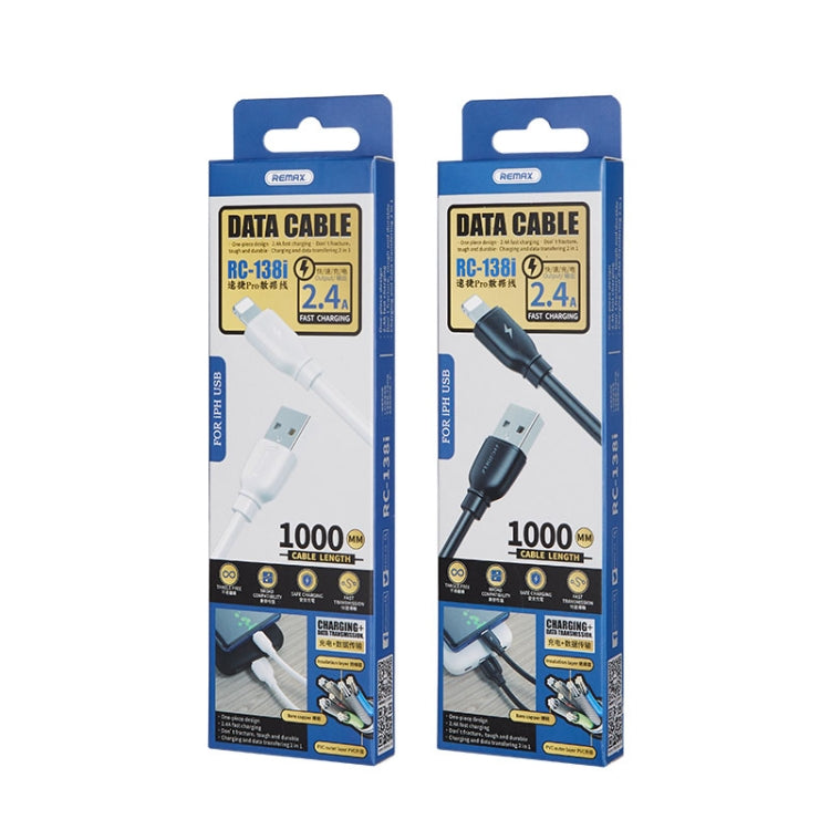 Câble de données de charge rapide REMAX RC-138i 2.4A USB vers 8 broches Suji Pro, longueur du câble : 1 m, 8 broches