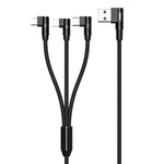Câble de charge coudé REMAX RC-167th 3 en 1 2.1A USB vers 8 broches + USB-C / Type-C + Micro USB série Range, longueur de câble : 1m