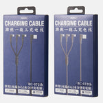 Câble de charge coudé REMAX RC-167th 3 en 1 2.1A USB vers 8 broches + USB-C / Type-C + Micro USB série Range, longueur de câble : 1m
