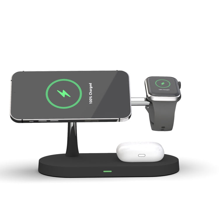 Chargeur sans fil magnétique multifonction 5 en 1 T268 15W pour iPhone 12 Series, Apple Watch et AirPods 1 / 2 / Pro, avec lumière LED
