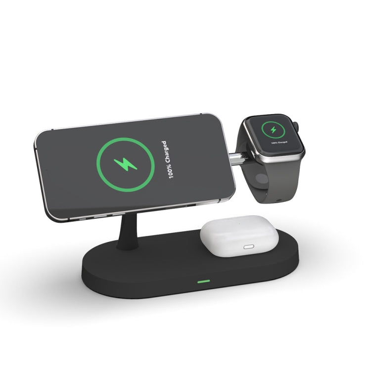 Chargeur sans fil magnétique multifonction 5 en 1 T268 15W pour iPhone 12 Series, Apple Watch et AirPods 1 / 2 / Pro, avec lumière LED
