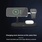 Chargeur sans fil magnétique multifonction 5 en 1 T268 15W pour iPhone 12 Series, Apple Watch et AirPods 1 / 2 / Pro, avec lumière LED