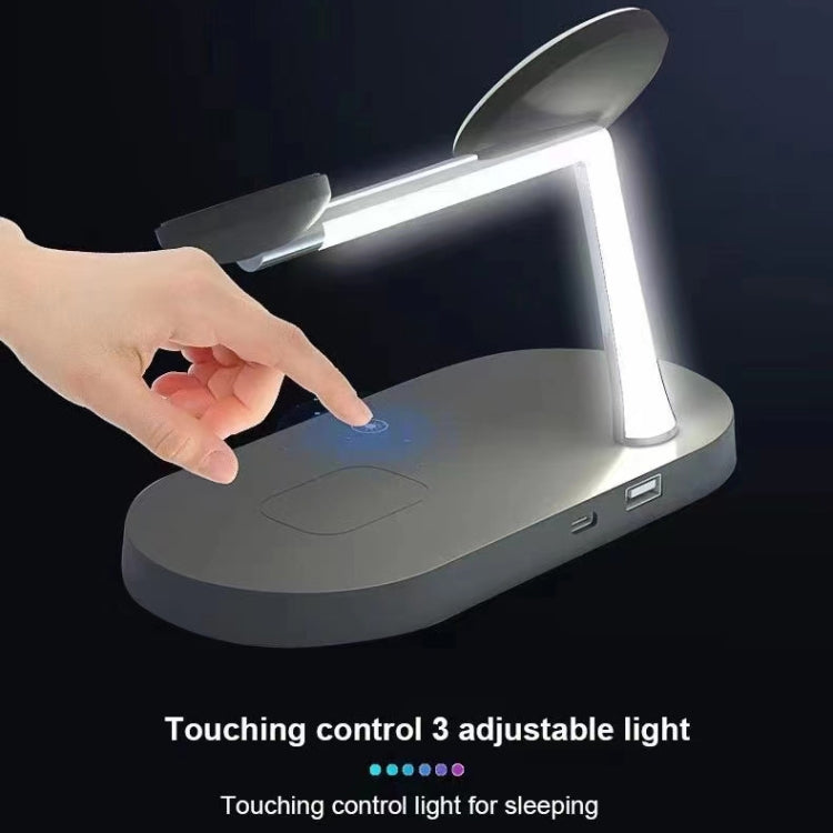 Chargeur sans fil magnétique multifonction 5 en 1 T268 15W pour iPhone 12 Series, Apple Watch et AirPods 1 / 2 / Pro, avec lumière LED