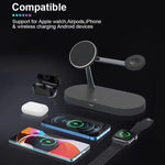 Chargeur sans fil magnétique multifonction 5 en 1 T268 15W pour iPhone 12 Series, Apple Watch et AirPods 1 / 2 / Pro, avec lumière LED