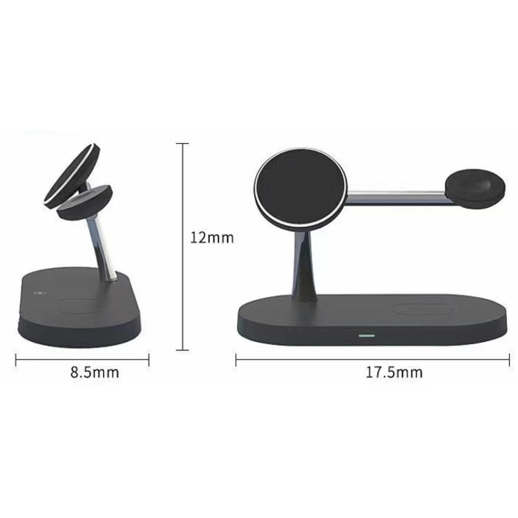 Chargeur sans fil magnétique multifonction 5 en 1 T268 15W pour iPhone 12 Series, Apple Watch et AirPods 1 / 2 / Pro, avec lumière LED