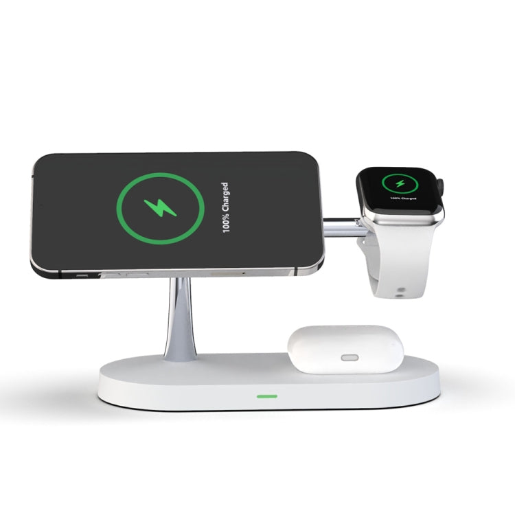Chargeur sans fil magnétique multifonction 5 en 1 T268 15W pour iPhone 12 Series, Apple Watch et AirPods 1 / 2 / Pro, avec lumière LED
