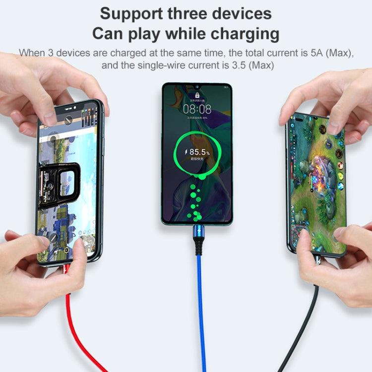 K061 Câble de charge rapide rond 3 en 1 USB vers 8 broches + USB-C / Type-C + Micro USB de 1,2 m 5A