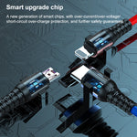 K061 Câble de charge rapide rond 3 en 1 USB vers 8 broches + USB-C / Type-C + Micro USB de 1,2 m 5A