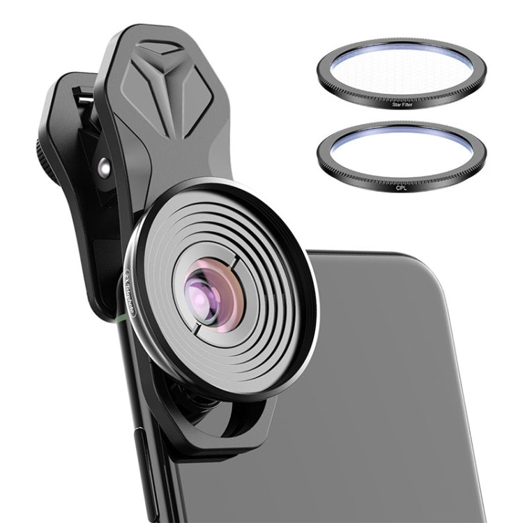 APEXEL APL-HB10X Kit d'objectifs pour téléphone macro téléobjectif avec clip + filtre étoilé + objectif CPL, APL-HB10X