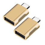 Adaptateur en alliage de zinc USB-C / Type-C mâle vers USB 3.0 femelle, 2 pièces, SBT-158 Noir, SBT-158 Or, SBT-158 Or rose, SBT-158 Argent