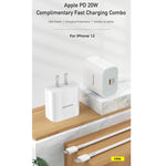 Chargeur de voyage à charge rapide awei PD5 PD 20W avec adaptateur secteur et câble USB-C vers 8 broches, prise américaine