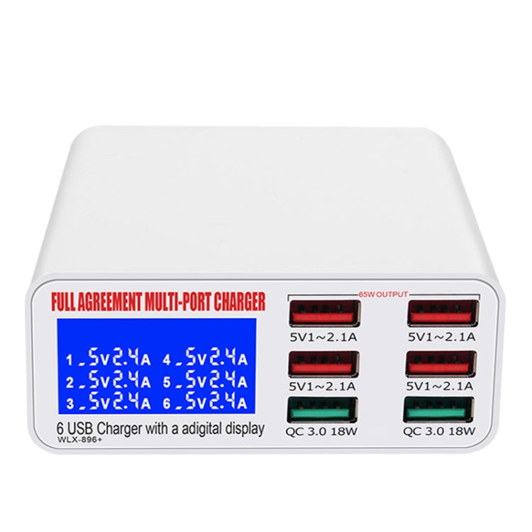 WLX-896+ Chargeur USB intelligent multifonction 6 en 1 avec affichage numérique, WLX-896+ (prise AU), WLX-896+ (prise EU), WLX-896+ (prise UK), WLX-896+ (prise US)