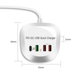 Chargeur USB rapide intelligent multifonction 4 en 1 PD + QC WLX-T3P, prise AU WLX-T3P, prise EU WLX-T3P, prise UK WLX-T3P, prise US WLX-T3P