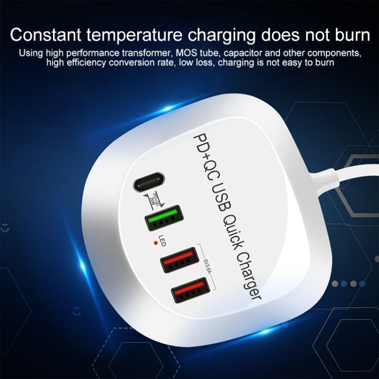 Chargeur USB rapide intelligent multifonction 4 en 1 PD + QC WLX-T3P, prise AU WLX-T3P, prise EU WLX-T3P, prise UK WLX-T3P, prise US WLX-T3P