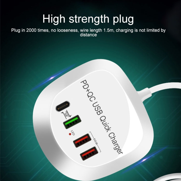 Chargeur USB rapide intelligent multifonction 4 en 1 PD + QC WLX-T3P, prise AU WLX-T3P, prise EU WLX-T3P, prise UK WLX-T3P, prise US WLX-T3P
