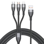 ADC-138 Câble de données tressé 3 en 1 USB vers 8 broches + Micro USB + USB-C / Type-C 66W à charge rapide, longueur du câble : 1,2 m