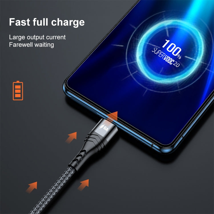 ADC-138 Câble de données tressé 3 en 1 USB vers 8 broches + Micro USB + USB-C / Type-C 66W à charge rapide, longueur du câble : 1,2 m