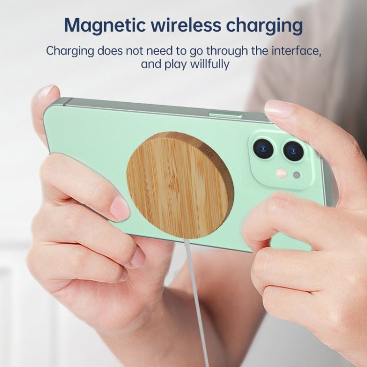 Chargeur sans fil magnétique rond en bambou Magsafe 15W JYD01