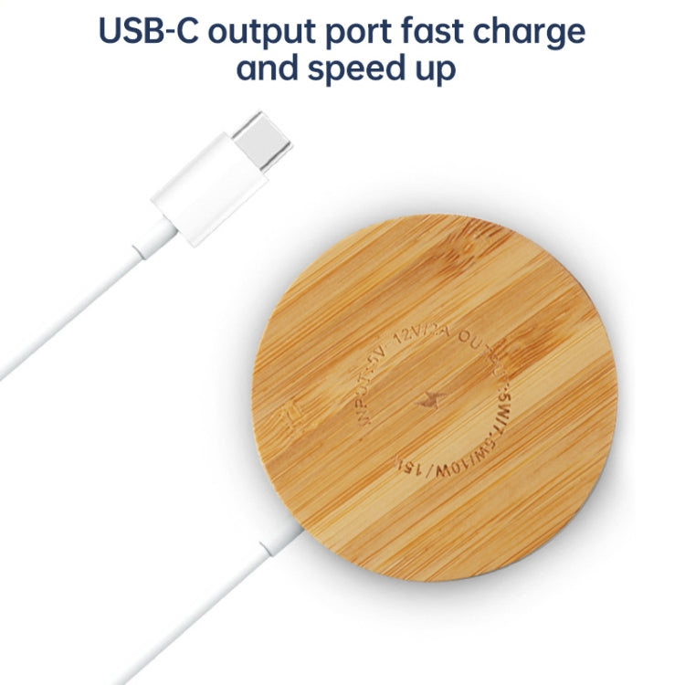 Chargeur sans fil magnétique rond en bambou Magsafe 15W JYD01