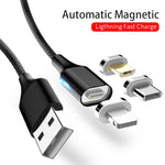 Câble de données magnétique tressé en nylon M11 3 en 1 USB vers 8 broches + Micro USB + USB-C / Type-C 3A, longueur du câble : 1m, 8 broches + Micro USB + USB-C / Type-C