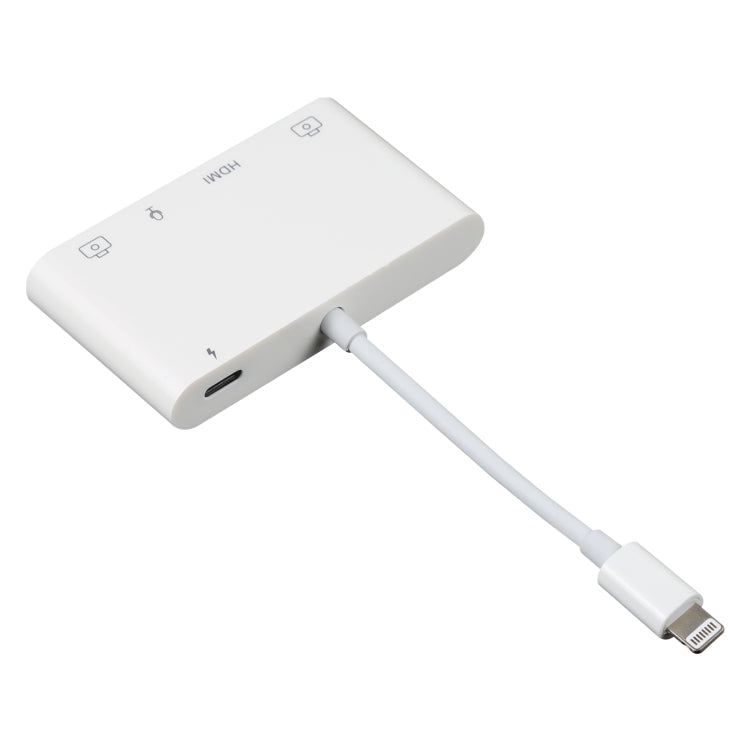 Adaptateur audio numérique AV 4 en 1 8 broches vers double USB + auxiliaire 3,5 mm + HDMI OTG