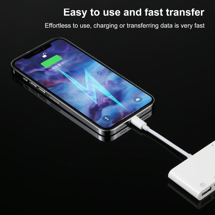 Adaptateur audio numérique AV 4 en 1 8 broches vers double USB + auxiliaire 3,5 mm + HDMI OTG