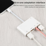 Adaptateur audio numérique AV 4 en 1 8 broches vers double USB + auxiliaire 3,5 mm + HDMI OTG