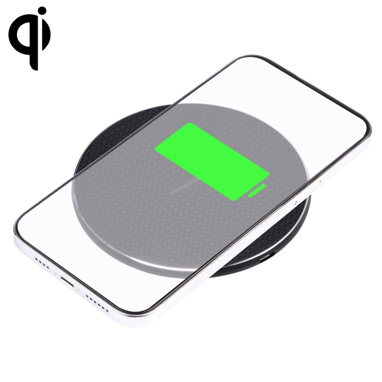 Chargeur sans fil rond en métal QI 10W motif à carreaux, métal 10W