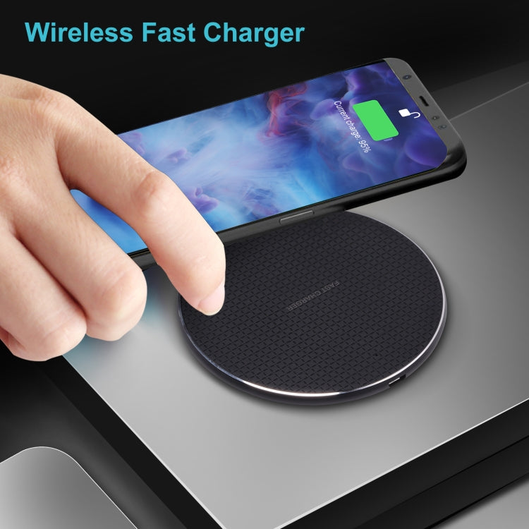 Chargeur sans fil rond en métal QI 10W motif à carreaux, métal 10W