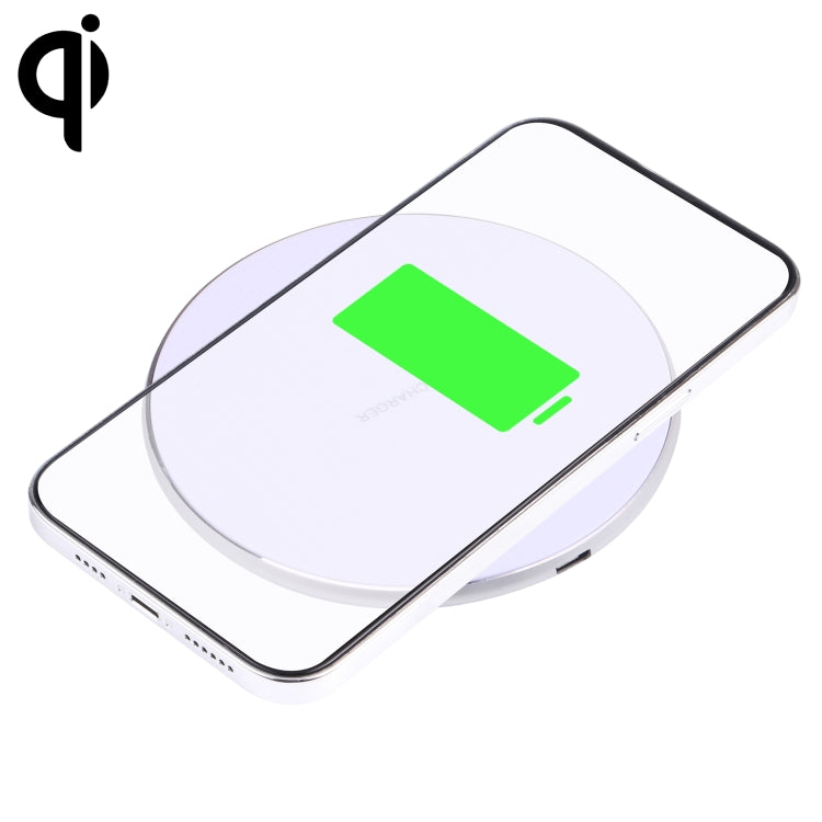 Chargeur sans fil rond en métal QI 10W motif à carreaux, métal 10W