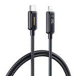 Câble de charge et de données tressé REMAX RC-128i 20W Type-C / USB-C vers 8 broches avec affichage numérique intelligent en alliage de zinc, Longueur: 1,2m