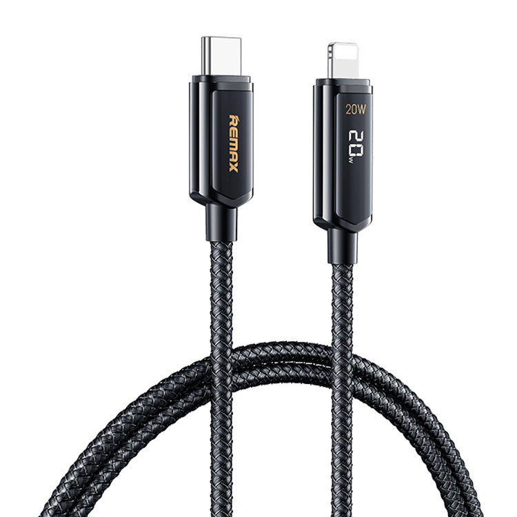 Câble de charge et de données tressé REMAX RC-128i 20W Type-C / USB-C vers 8 broches avec affichage numérique intelligent en alliage de zinc, Longueur: 1,2m