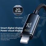 Câble de charge et de données tressé REMAX RC-128i 20W Type-C / USB-C vers 8 broches avec affichage numérique intelligent en alliage de zinc, Longueur: 1,2m