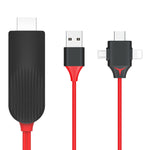 MiraScreen L7-8 Câble convertisseur vidéo 3-en-1 8 broches + Micro USB + USB-C / Type-C vers HDMI, Longueur du câble : 2m, HDMI 3-en-1