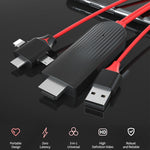 MiraScreen L7-8 Câble convertisseur vidéo 3-en-1 8 broches + Micro USB + USB-C / Type-C vers HDMI, Longueur du câble : 2m, HDMI 3-en-1