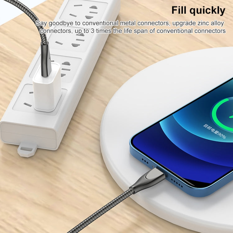 Câble de données de charge rapide ADC-009 USB-C / Type-C vers 8 broches en alliage de zinc, longueur du câble : 1 m, USB-C / Type-C vers 8 broches