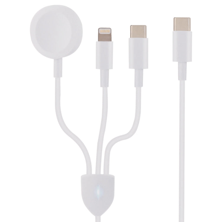 Câble de données de chargeur sans fil magnétique 3 en 1 USB-C / Type-C vers 8 broches + USB-C / Type-C + montre, longueur du câble : 1,2 m, 3 en 1