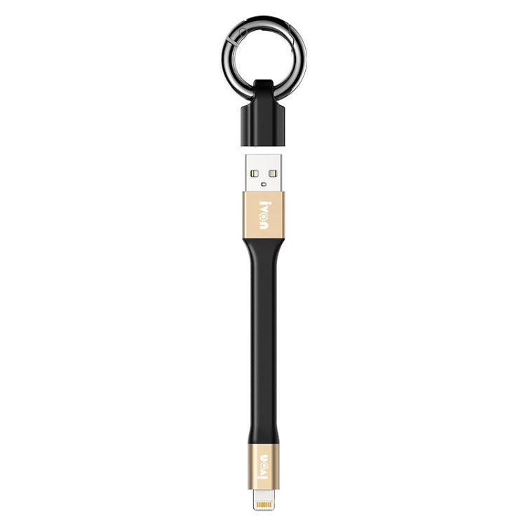 Câble de données portable IVON CA90 2,4 A USB vers 8 broches avec anneau, longueur : 14,5 cm, 8 broches