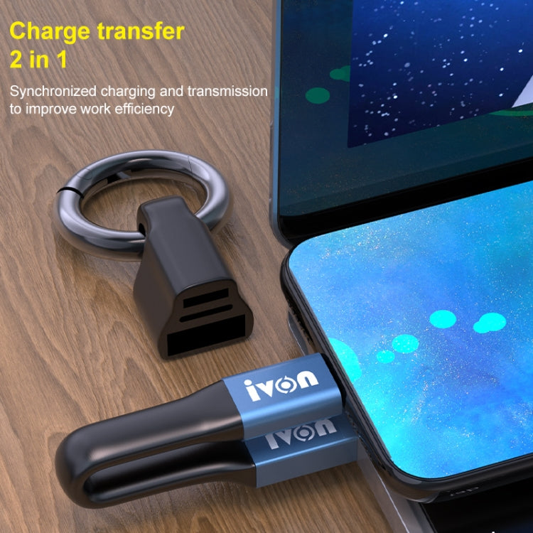 Câble de données portable IVON CA90 2,4 A USB vers 8 broches avec anneau, longueur : 14,5 cm, 8 broches