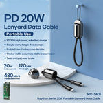 Câble de données portable avec cordon REMAX RC-140i série Thor PD 20W USB-C / Type-C vers 8 broches, longueur du câble : 1,2 m, USB-C / Type-C vers 8 broches