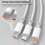 Câble de charge rapide USB vers Type-C / 8 broches / Micro USB 3 en 1 3A, longueur du câble : 1,2 m, blanc