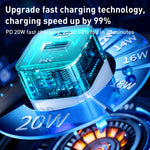 Chargeur transparent WK WP-U149 20W USB+USB-C/Type-C à double port, Spécifications : Prise US