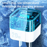 Chargeur transparent WK WP-U149 20W USB+USB-C/Type-C à double port, Spécifications : Prise US