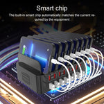 Station de charge intelligente YFY-A55 150W 16 ports USB avec support pour téléphone et tablette, prise américaine, YFY-A55