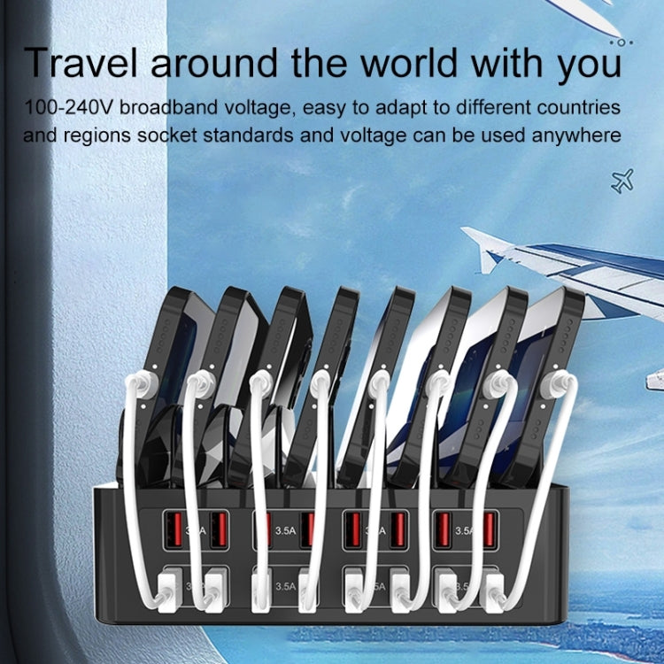 Station de charge intelligente YFY-A55 150W 16 ports USB avec support pour téléphone et tablette, prise américaine, YFY-A55