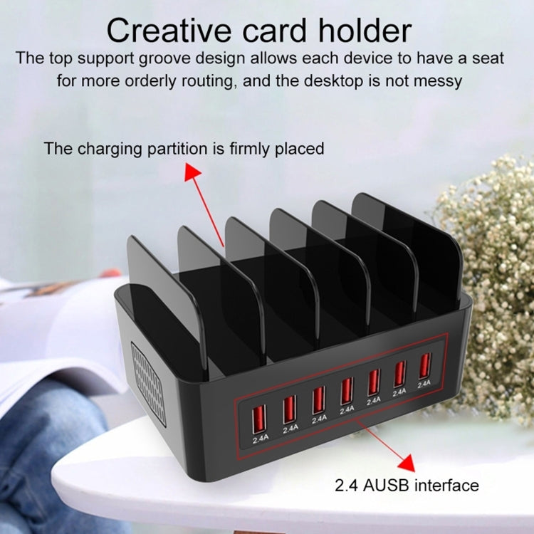 YFY-A54 Station de charge intelligente 5 ports USB + Type-C 100W avec support pour téléphone et tablette, prise US, YFY-A54